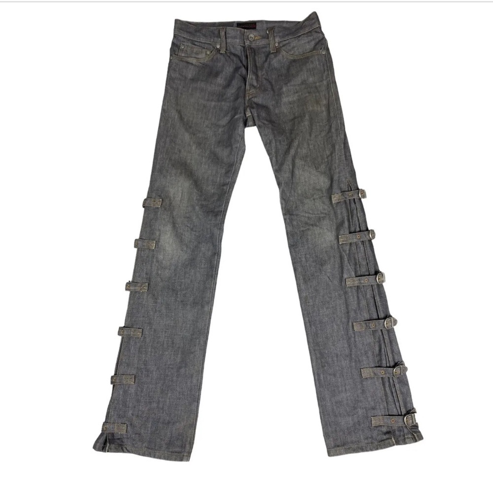 Morgan Homme 1990’s Gray Denim With Buckles On Legs Size Small (30 Waist) EUC!